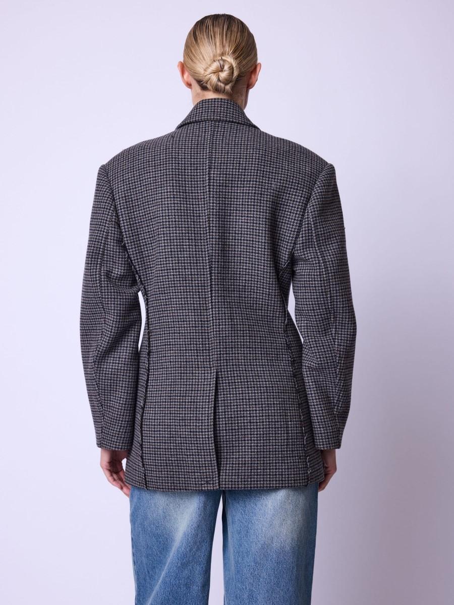 Berenice Blazer VEVA Blazer Gris Structuré à Carreaux