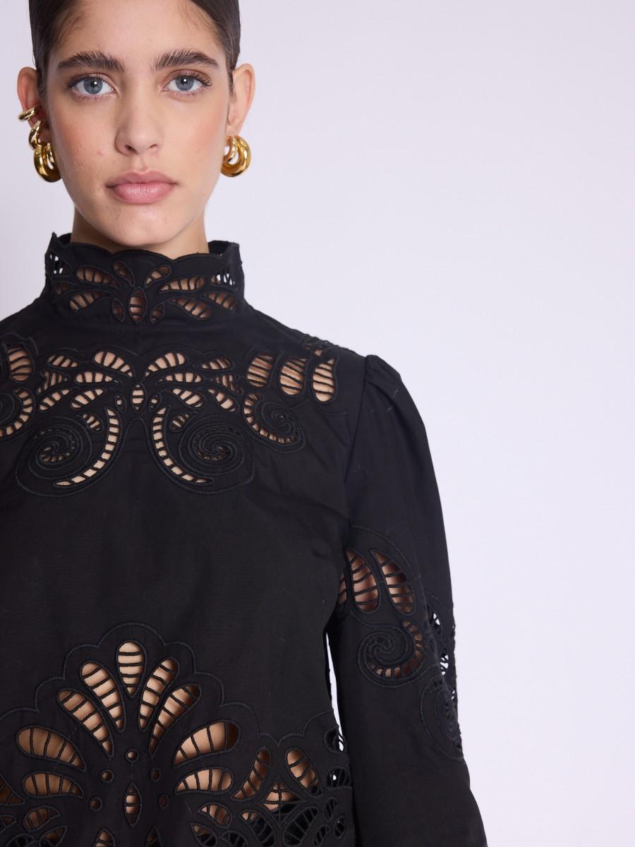 Berenice Blouse BRINDA Blouse Courte Col Montant Et Broderies