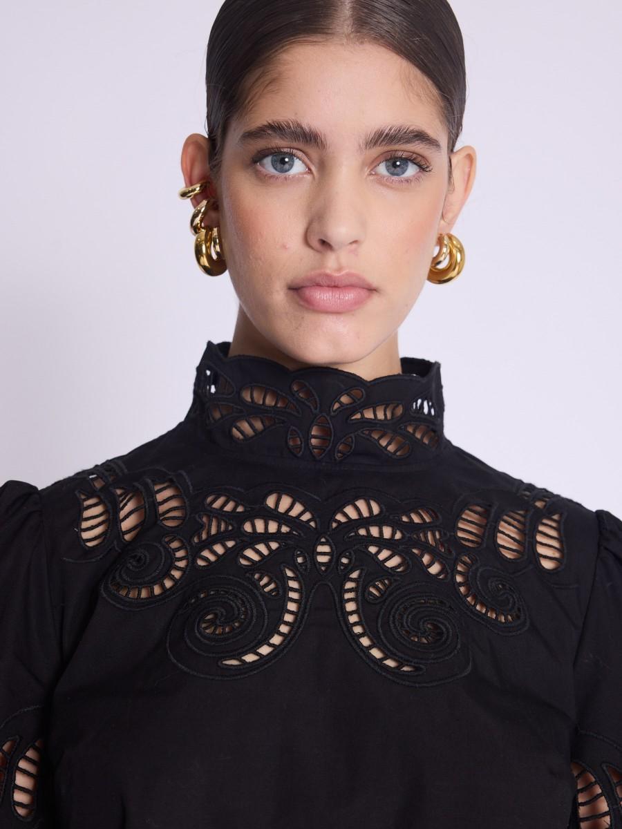 Berenice Blouse BRINDA Blouse Courte Col Montant Et Broderies