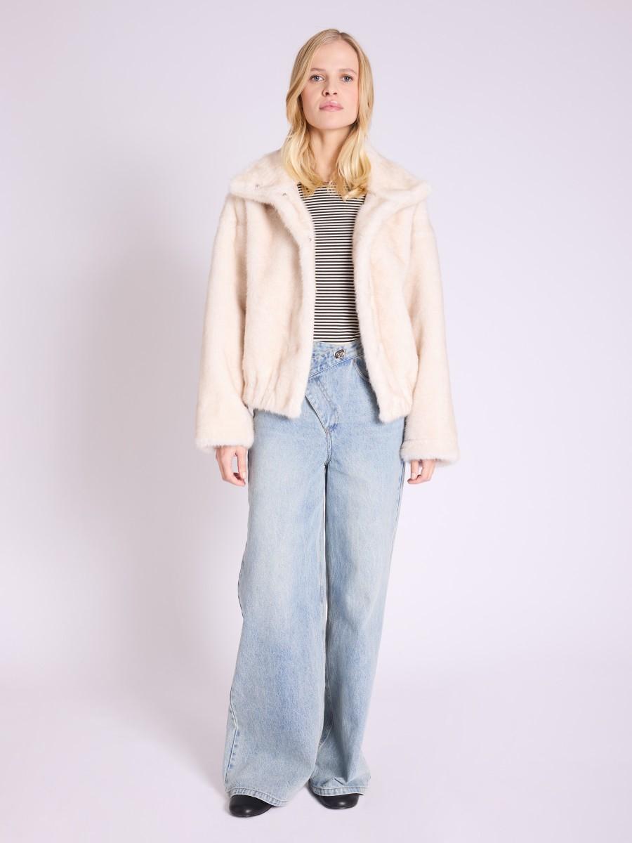 Berenice Bomber BATOUL Bomber Boule à Fausse Fourrure Beige