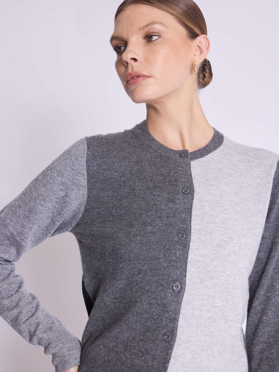 Berenice Cardigan GABRIEL Cardigan Gris Bicolore à Manches Longues