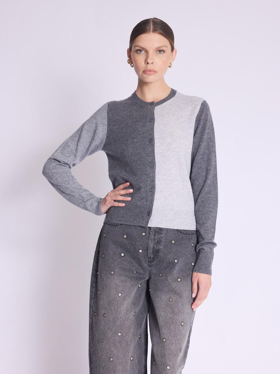 Berenice Cardigan GABRIEL Cardigan Gris Bicolore à Manches Longues