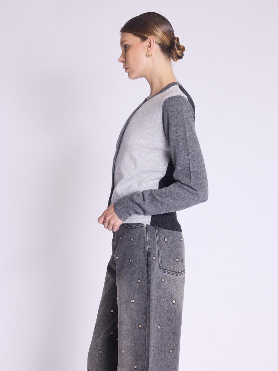 Berenice Cardigan GABRIEL Cardigan Gris Bicolore à Manches Longues