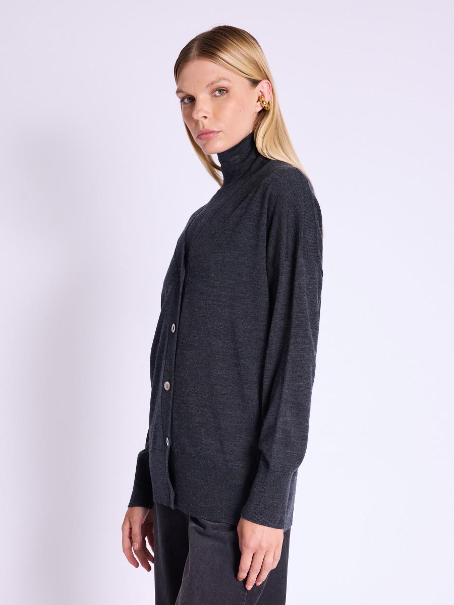 Berenice Cardigan GASPER |Cardigan Gris Mi-long à Col V