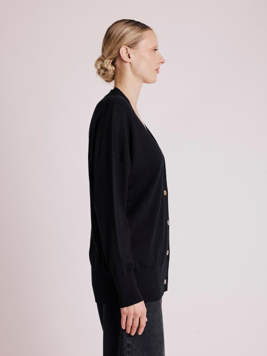 Berenice Cardigan GASPER |Cardigan Noir Mi-long à Col V