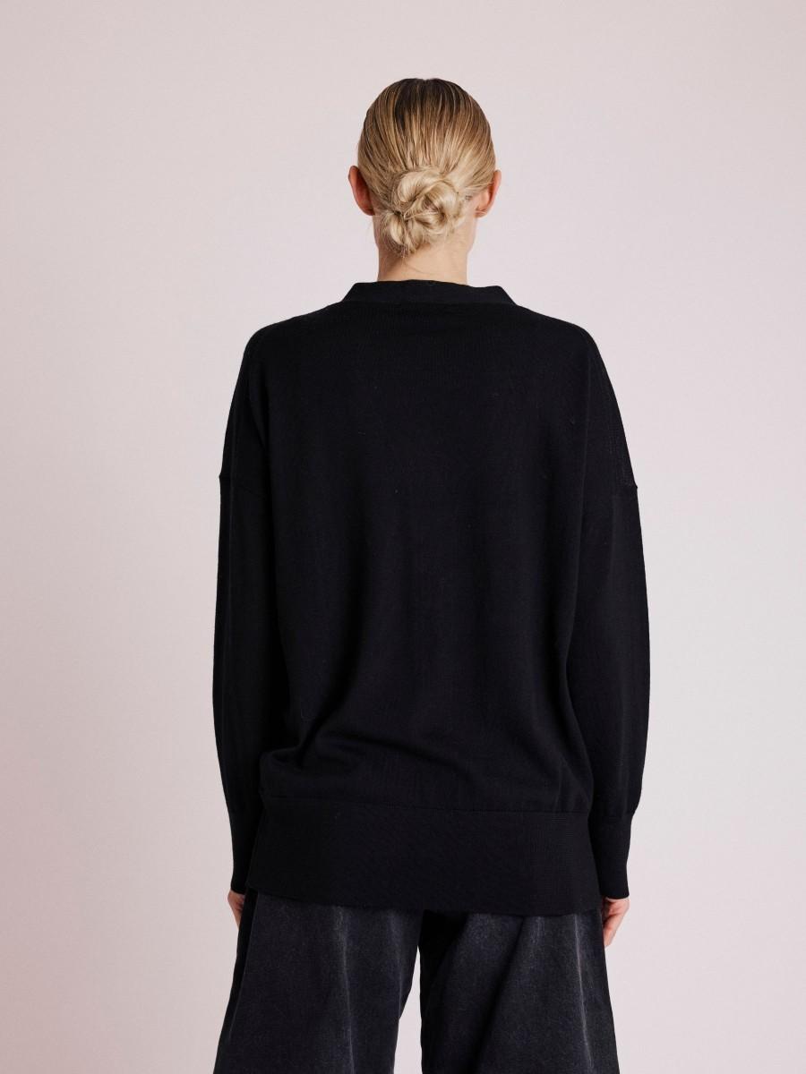 Berenice Cardigan GASPER |Cardigan Noir Mi-long à Col V