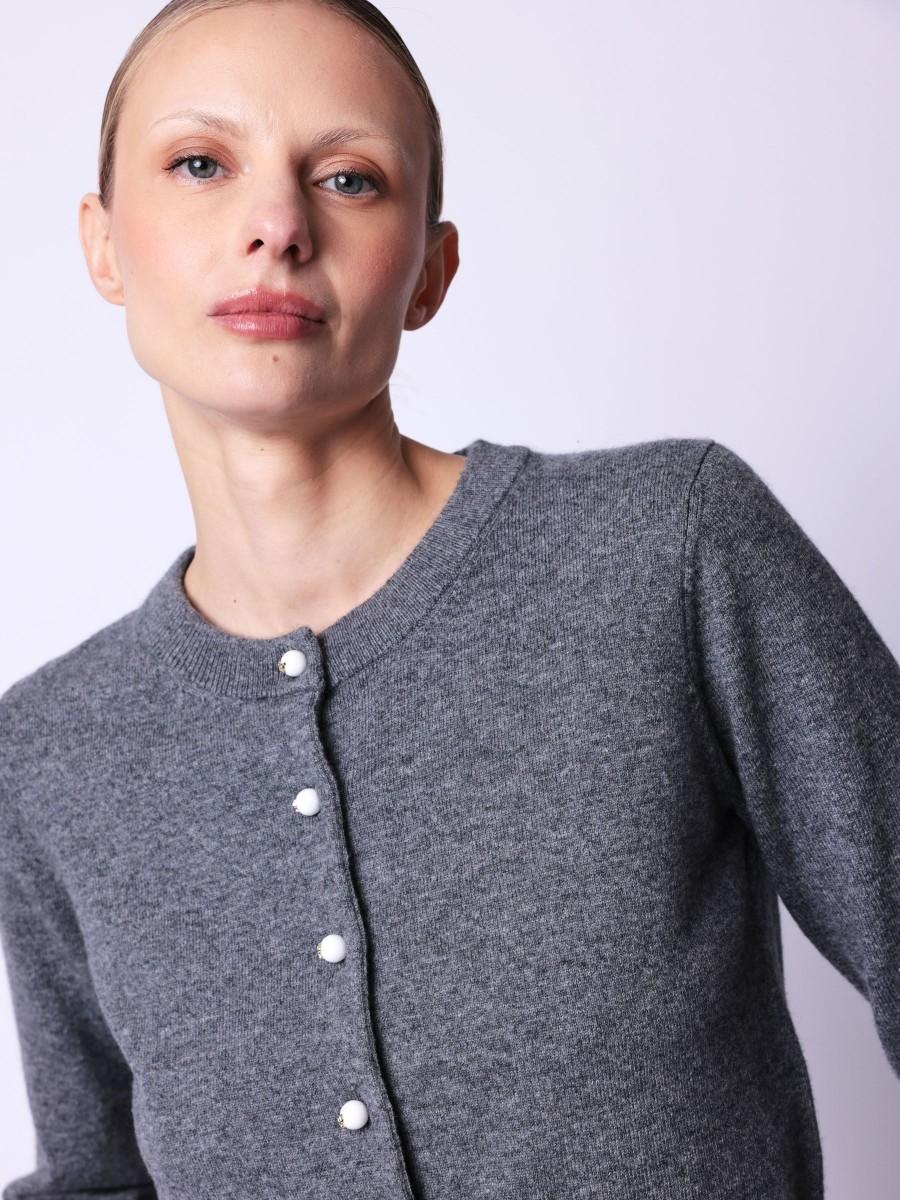 Berenice Cardigan GRACE Cardigan Court Gris Boutonné