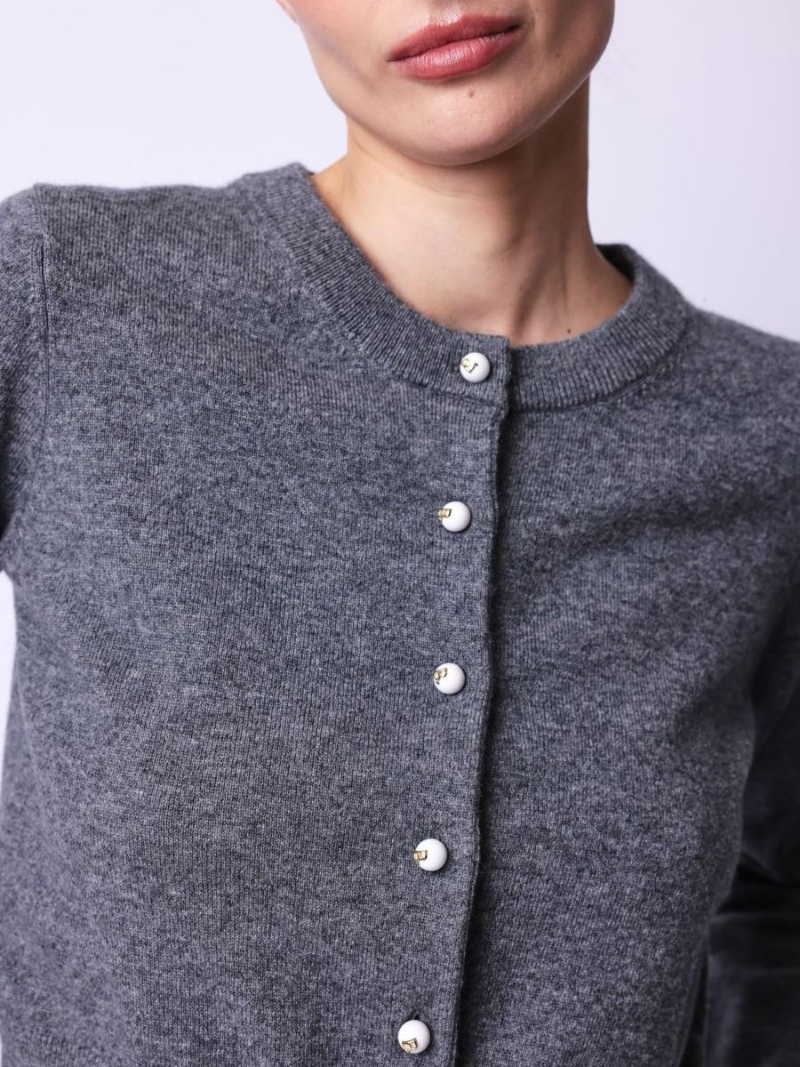 Berenice Cardigan GRACE Cardigan Court Gris Boutonné