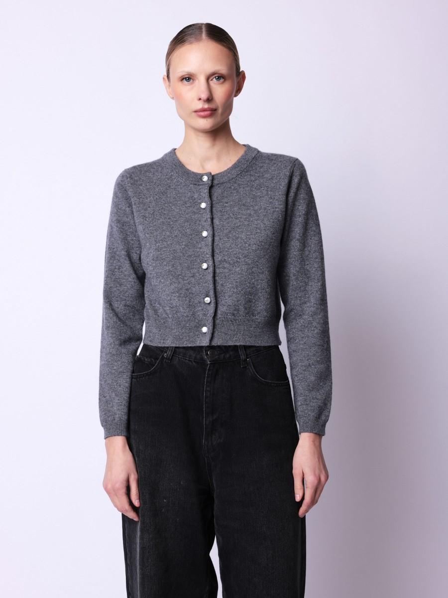 Berenice Cardigan GRACE Cardigan court gris boutonné