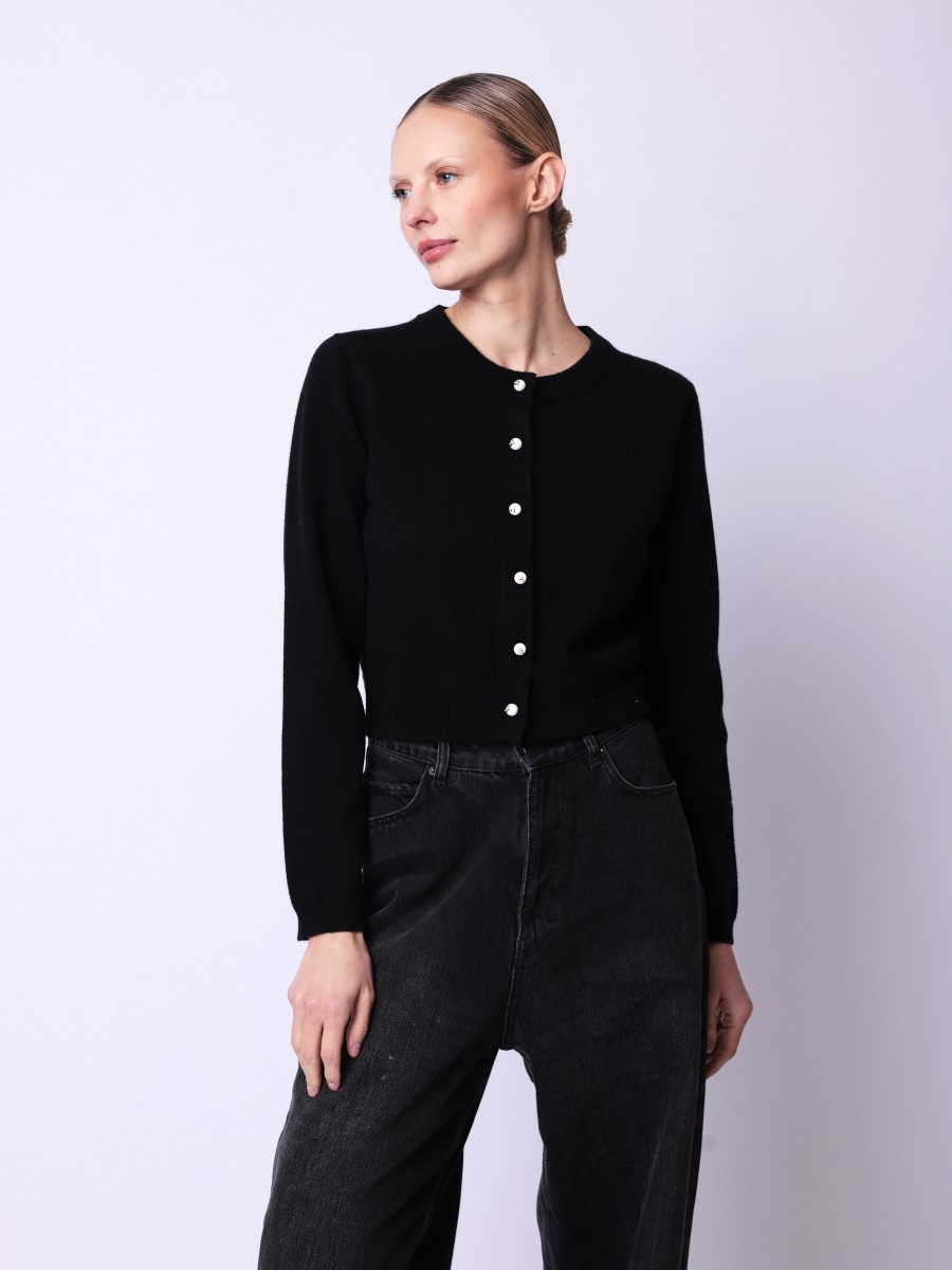 Berenice Cardigan GRACE Cardigan Court Noir Boutonné