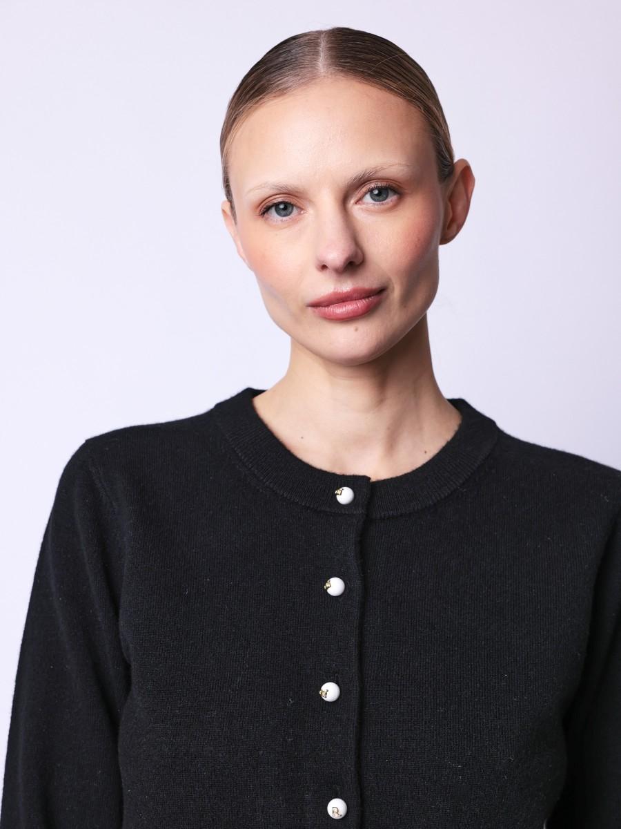 Berenice Cardigan GRACE Cardigan Court Noir Boutonné