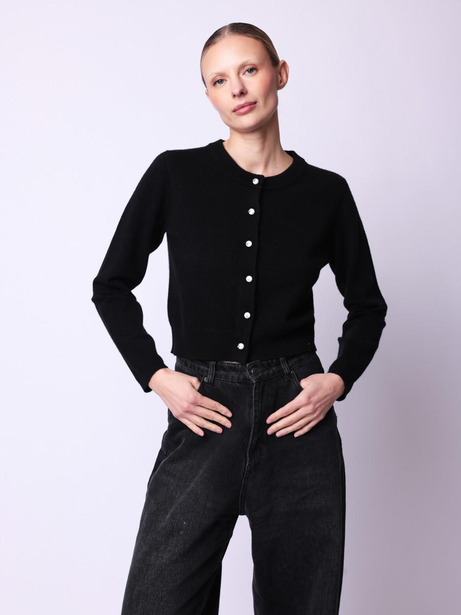 Berenice Cardigan GRACE Cardigan court noir boutonné