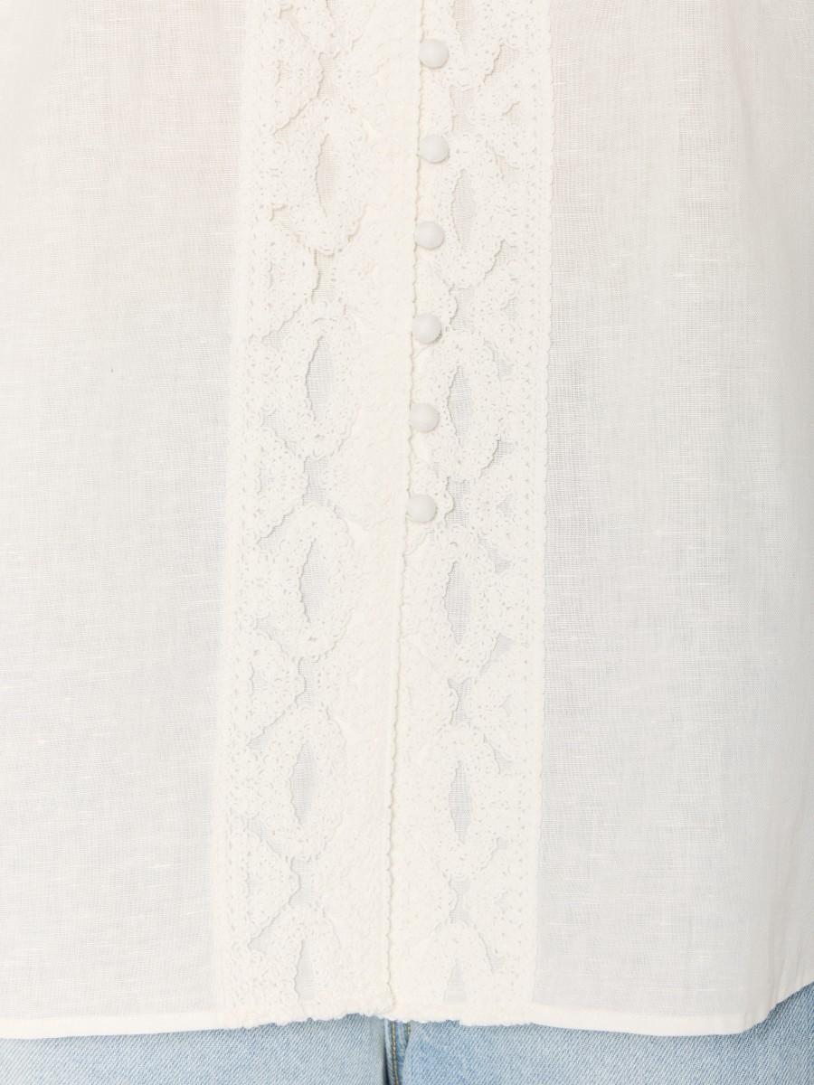 Berenice Chemise Blanche CIRYNA En Lin Et Coton Avec Crochet Et Broderies Aux épaules