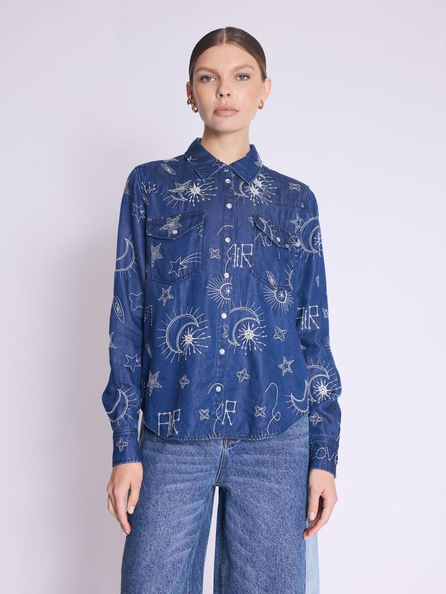 Berenice Chemise CABANA Chemise en jean motifs constellation Berenice Chemise CABANA Chemise en jean motifs constellation