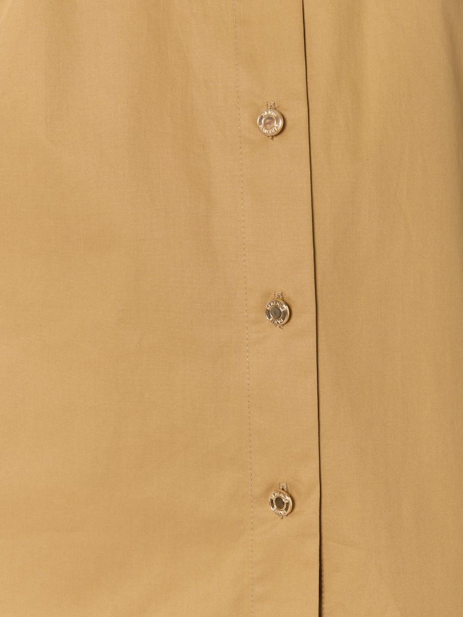 Berenice Chemise Camel CLOTA En Popeline - Chemise Droite Avec Poches Et Boutonnage Doré