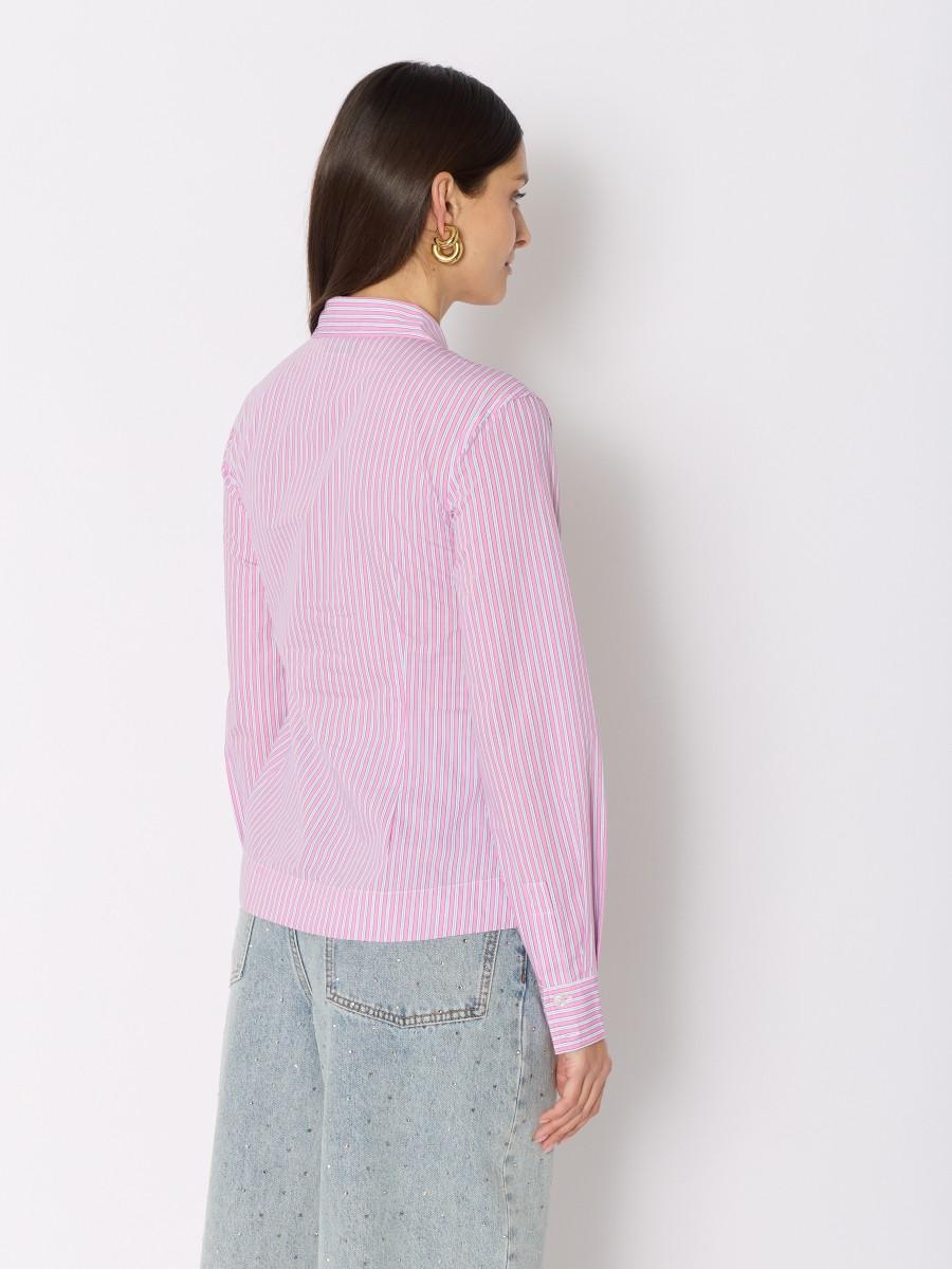 Berenice Chemise CANNEL Cintrée Rayures Roses Et Blanches Effet Corset Structuré