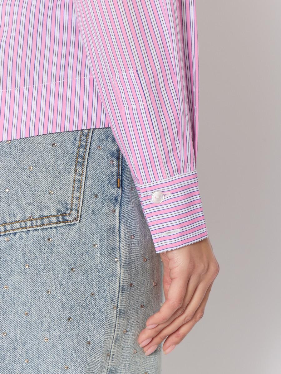 Berenice Chemise CANNEL Cintrée Rayures Roses Et Blanches Effet Corset Structuré