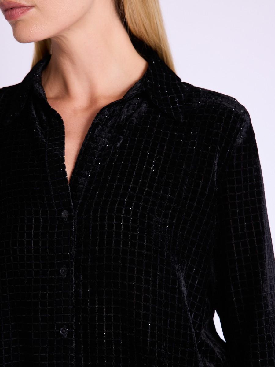 Berenice Chemise CAPRI Chemise En Velours Noir Avec Fil De Lurex