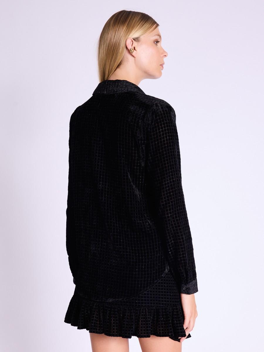 Berenice Chemise CAPRI Chemise En Velours Noir Avec Fil De Lurex