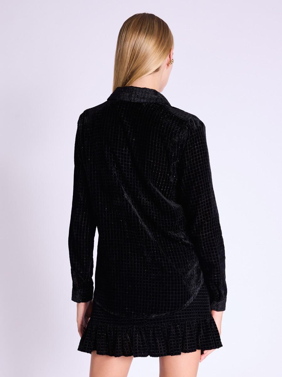 Berenice Chemise CAPRI Chemise En Velours Noir Avec Fil De Lurex