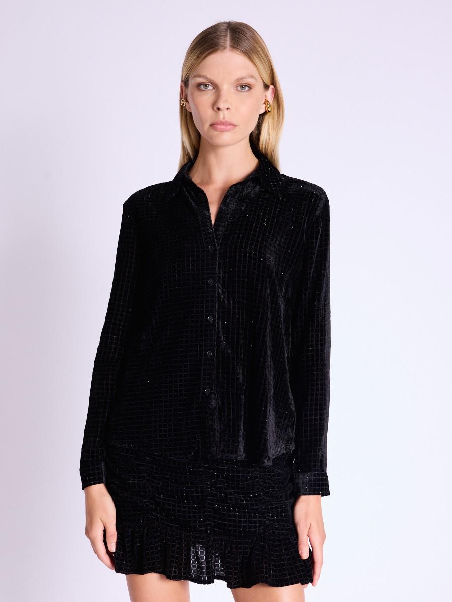 Berenice Chemise CAPRI Chemise en velours noir avec fil de lurex