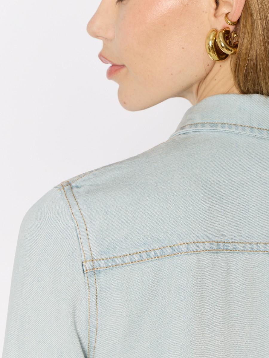 Berenice Chemise CATALINE - Denim Bleu Coupe Regular Manches Longues Et Logo BERENICE