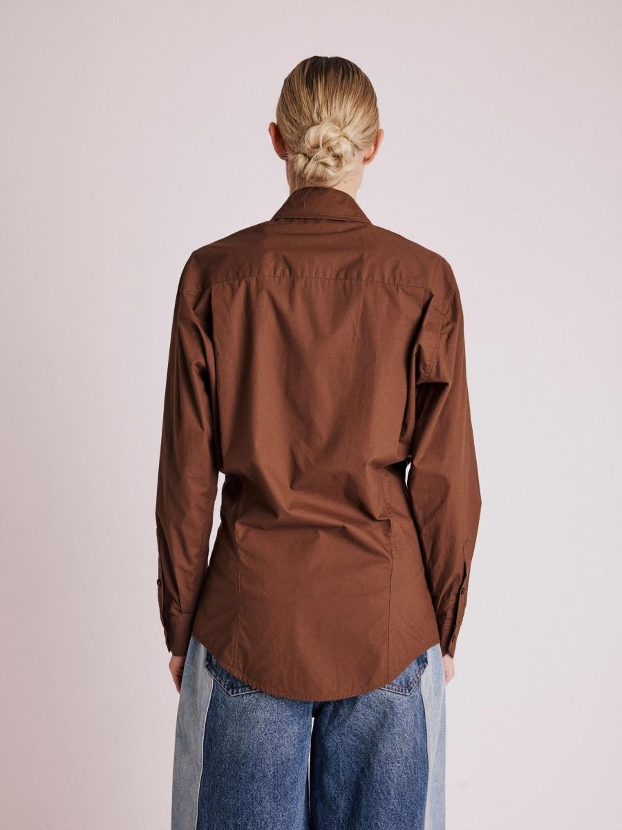 Berenice Chemise CHARMIE Chemise Cintrée Marron Unie