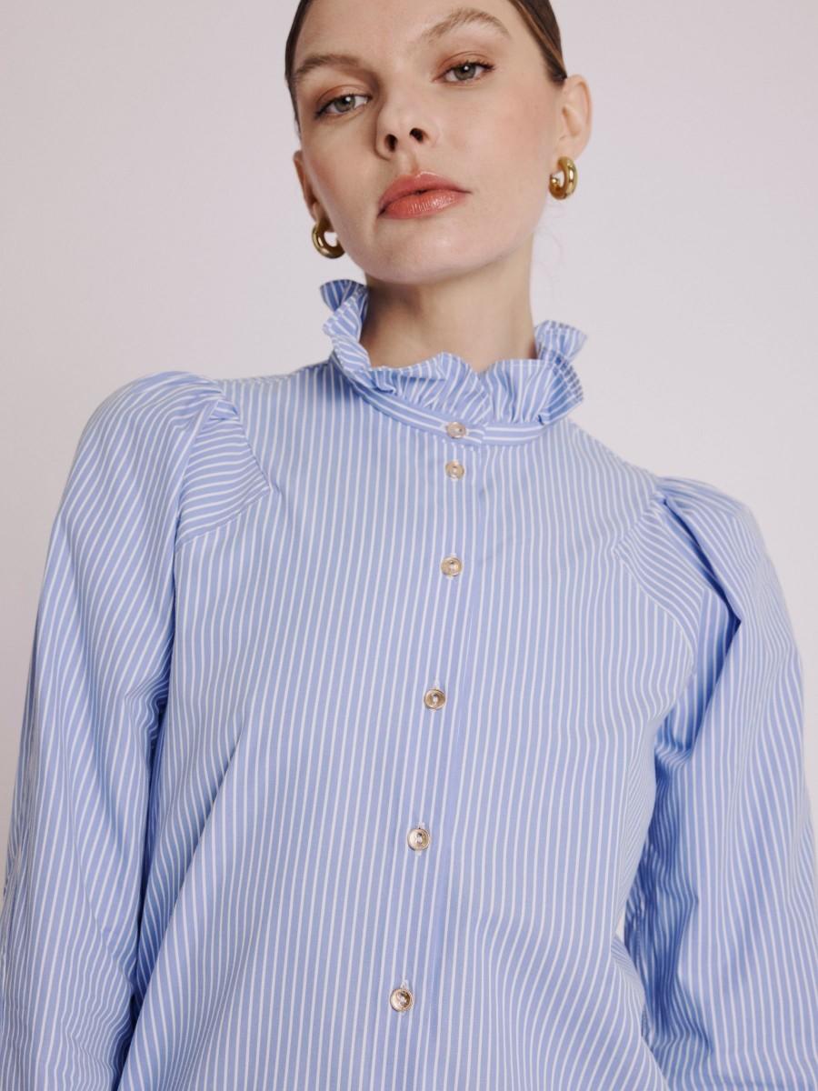 Berenice Chemise CLOTHILDE Chemise à Rayures Et Volants Au Col