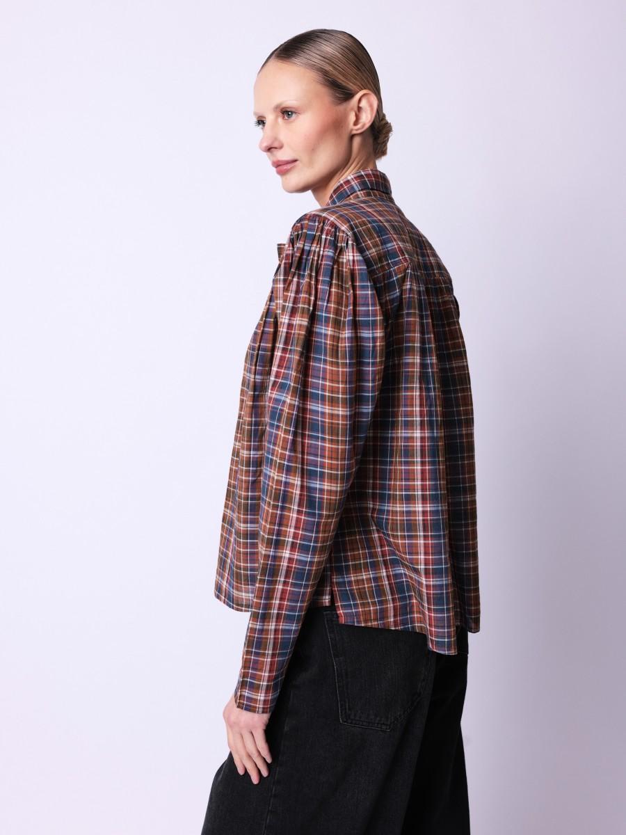 Berenice Chemise COCORINA Chemise Courte à Carreaux Et Noeud Au Col