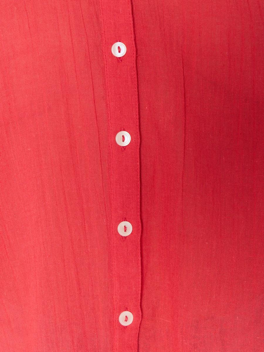 Berenice Chemise Corail CREEK – Coupe Oversize Col V Coton Fluide Manches Bouffantes