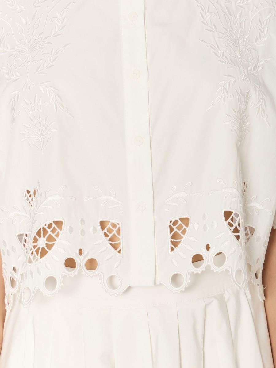 Berenice Chemise Courte Blanche CHIZZY - Coton Léger Coupe Ample Et Détails Brodés