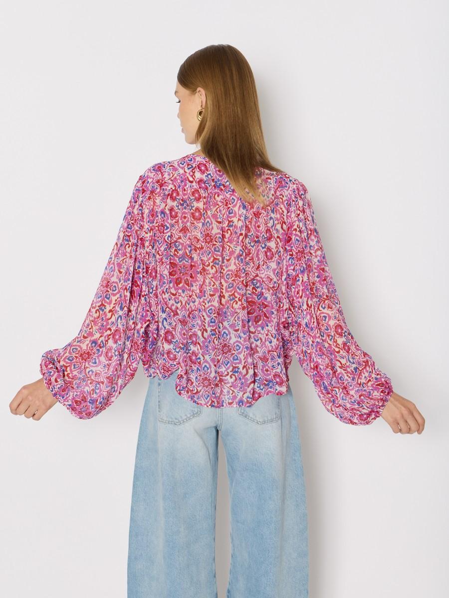 Berenice Chemise CREEK – Coupe Oversize Col V Viscose Fluide Et Motif Floral Coloré