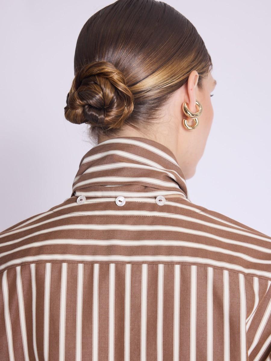 Berenice Chemise CUMAA Chemise Marron à Rayures Et Col Amovible