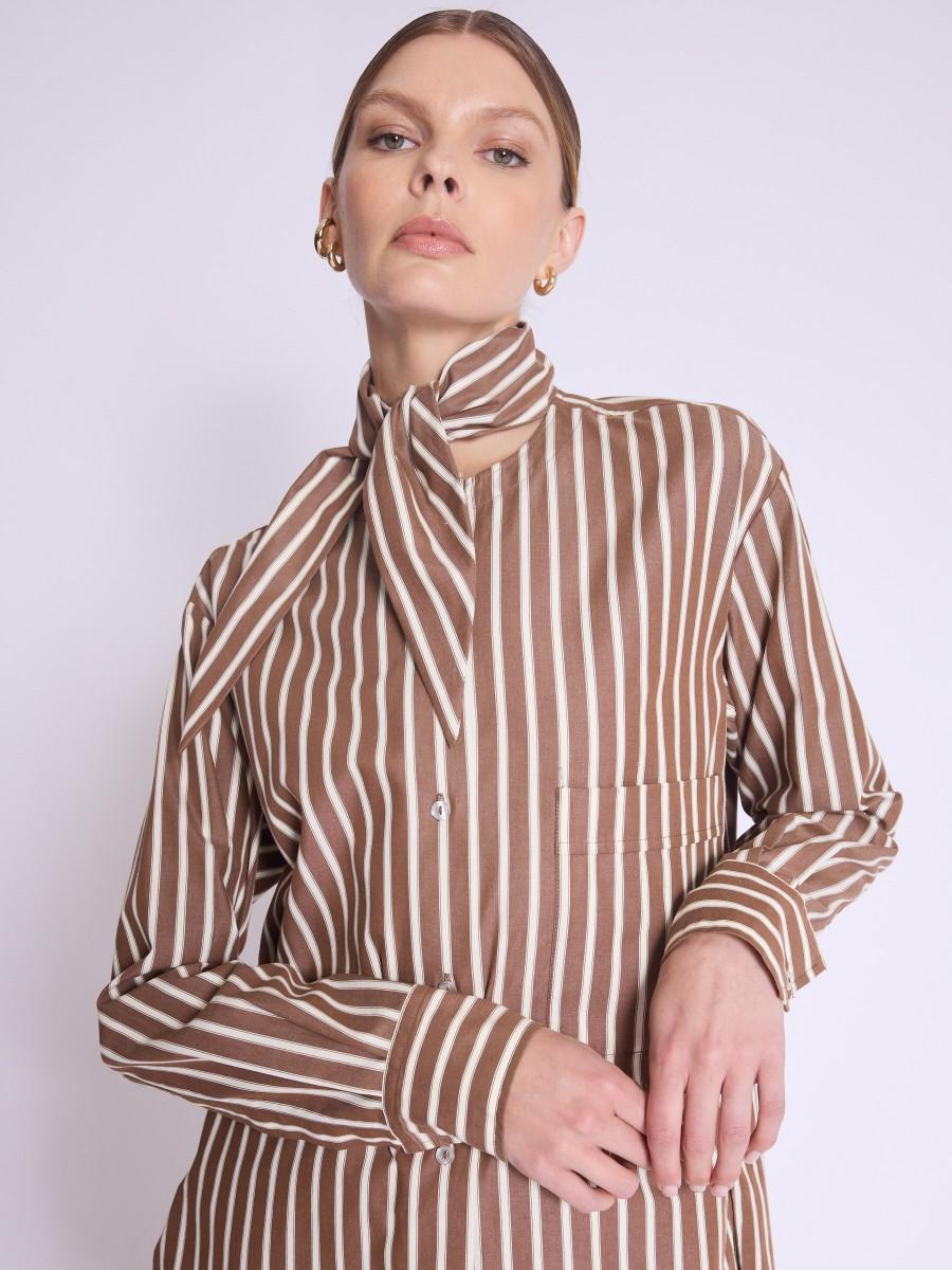 Berenice Chemise CUMAA Chemise Marron à Rayures Et Col Amovible