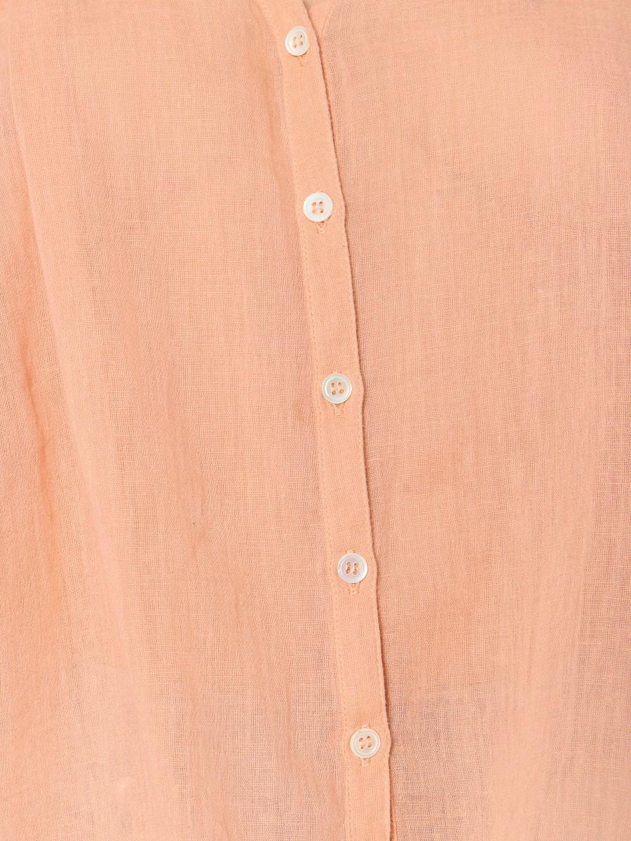 Berenice Chemise Pêche CREEK – Coupe Oversize Col V Coton Fluide Manches Bouffantes