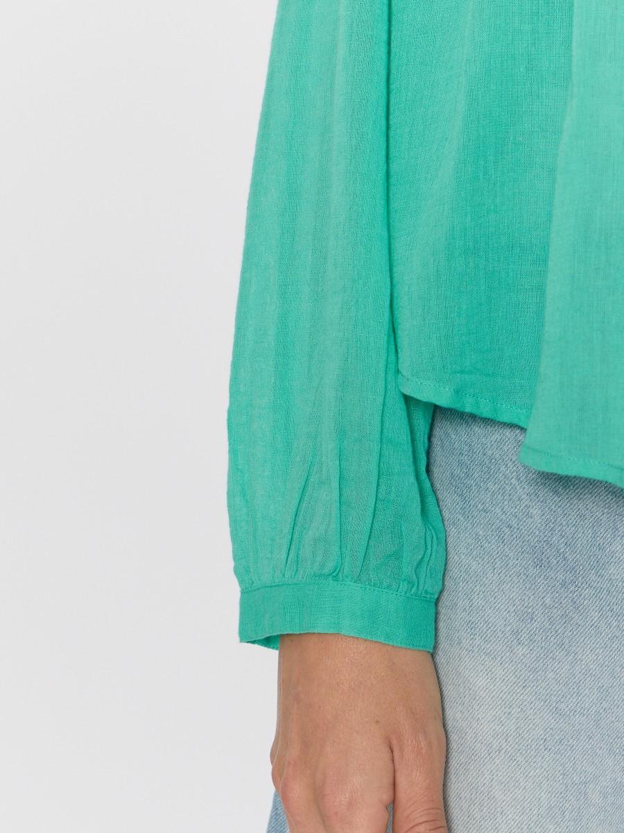 Berenice Chemise Verte CASSANDRA - Gaze De Coton Ample Avec Fronces Raffinées