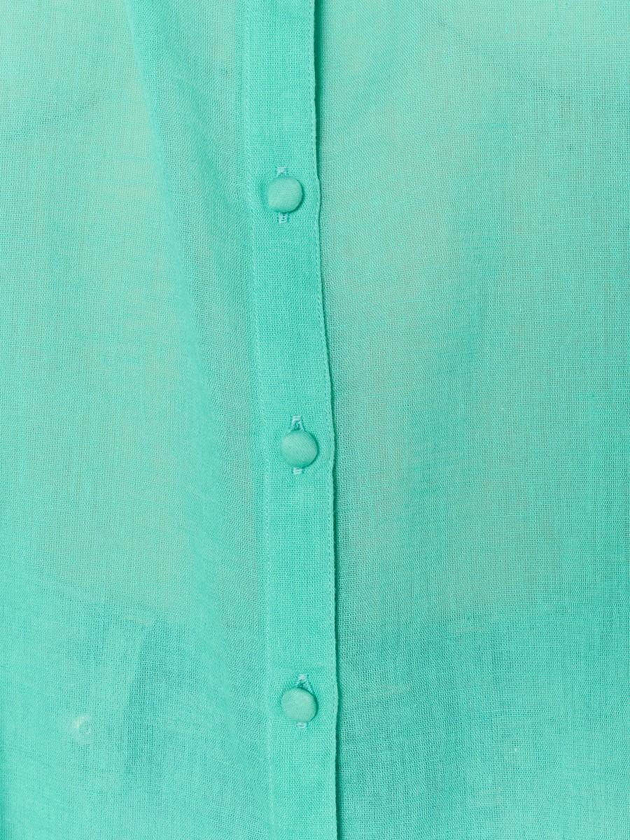 Berenice Chemise Verte CASSANDRA - Gaze De Coton Ample Avec Fronces Raffinées