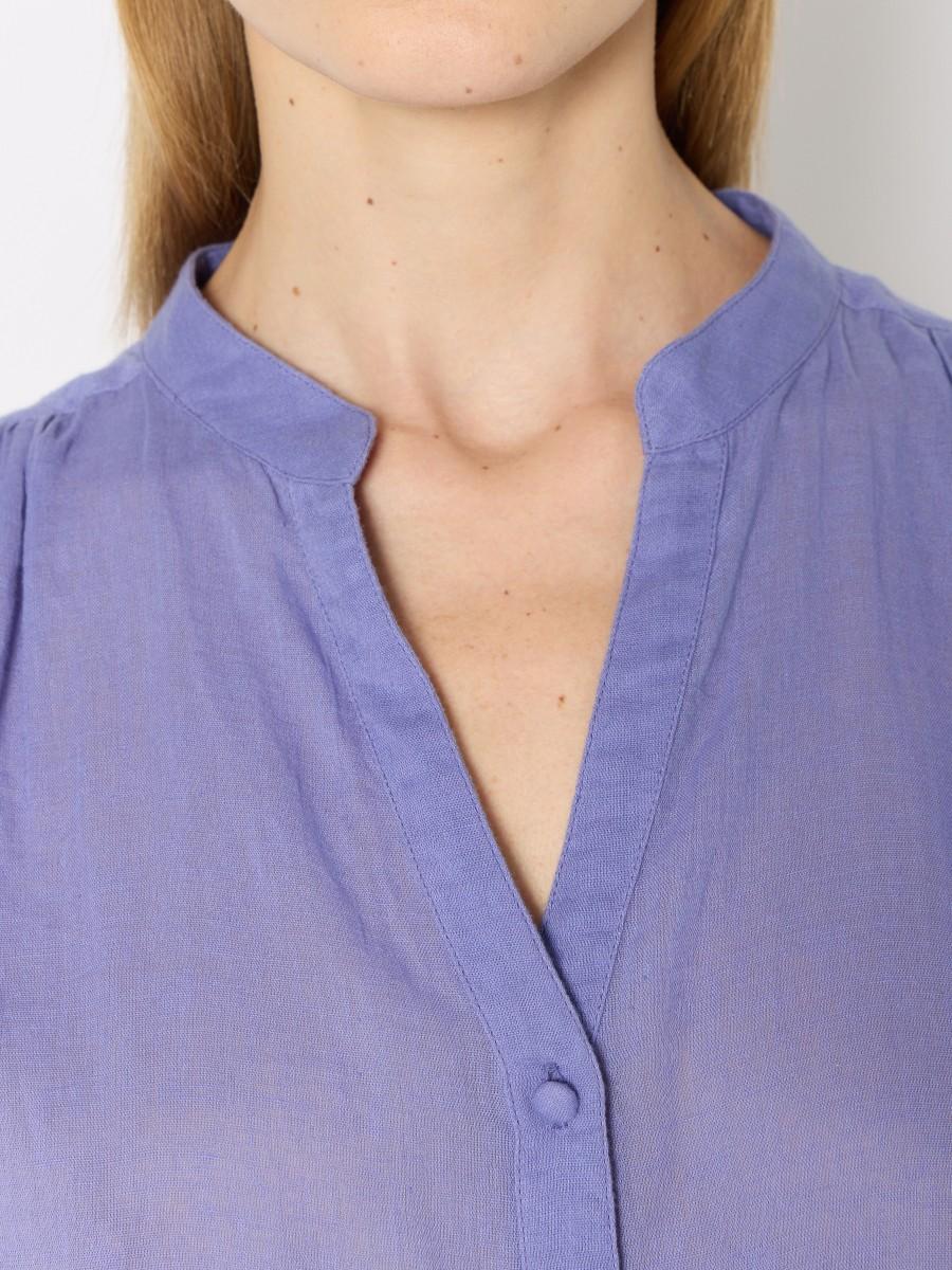 Berenice Chemise Violette CASSANDRA - Gaze De Coton Ample Avec Fronces Raffinées