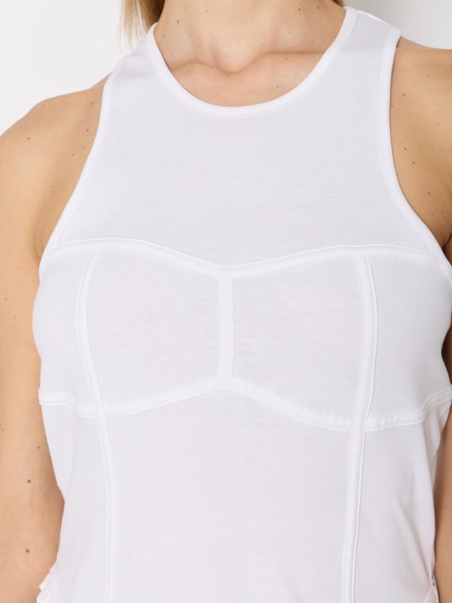 Berenice Débardeur Basique Blanc En Coton Avec Effet Corset Et Col Rond