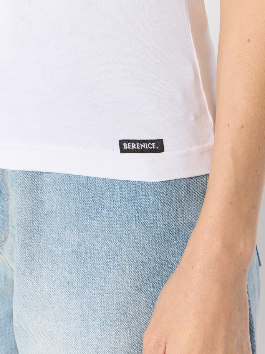 Berenice Débardeur Blanc Basique En Coton Avec Un Col Rond