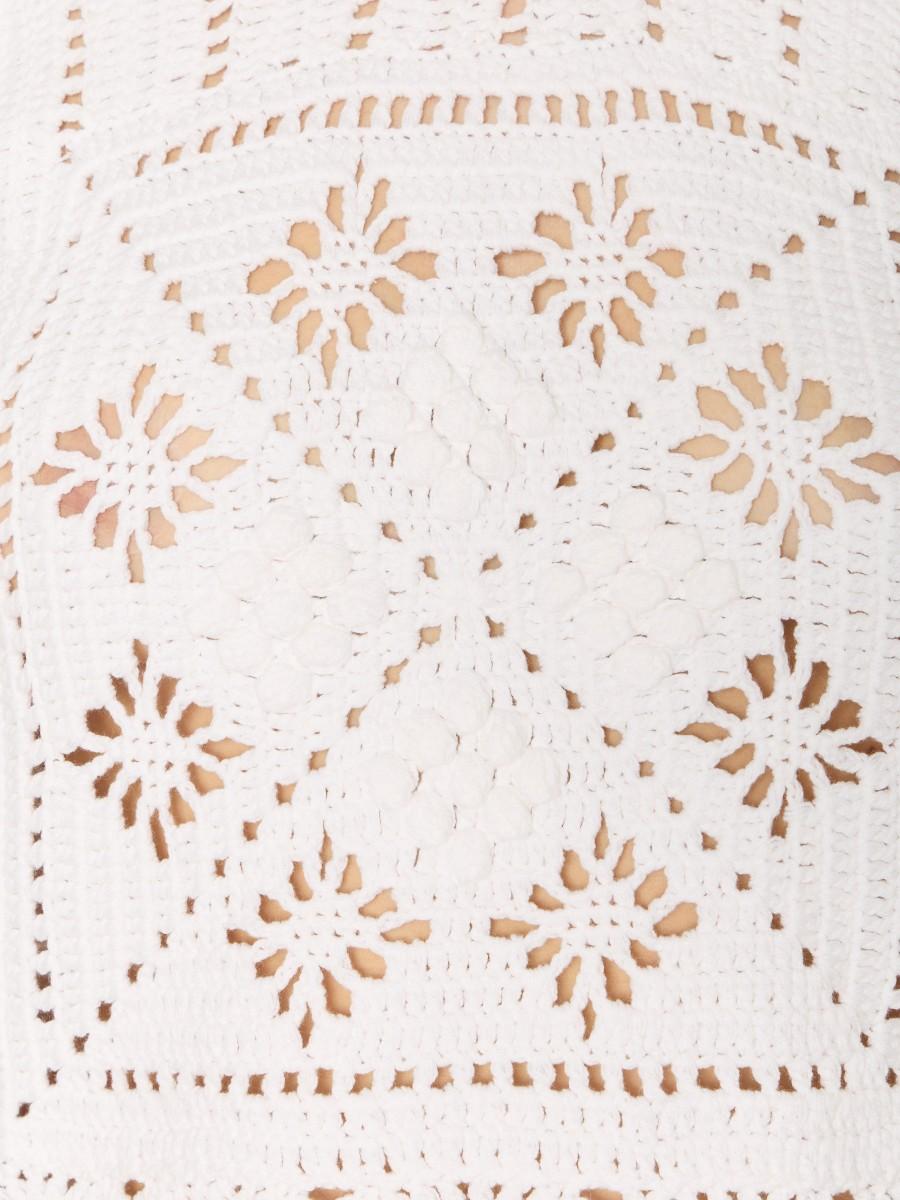 Berenice Débardeur Court Blanc En Crochet Avec Effet De Transparence