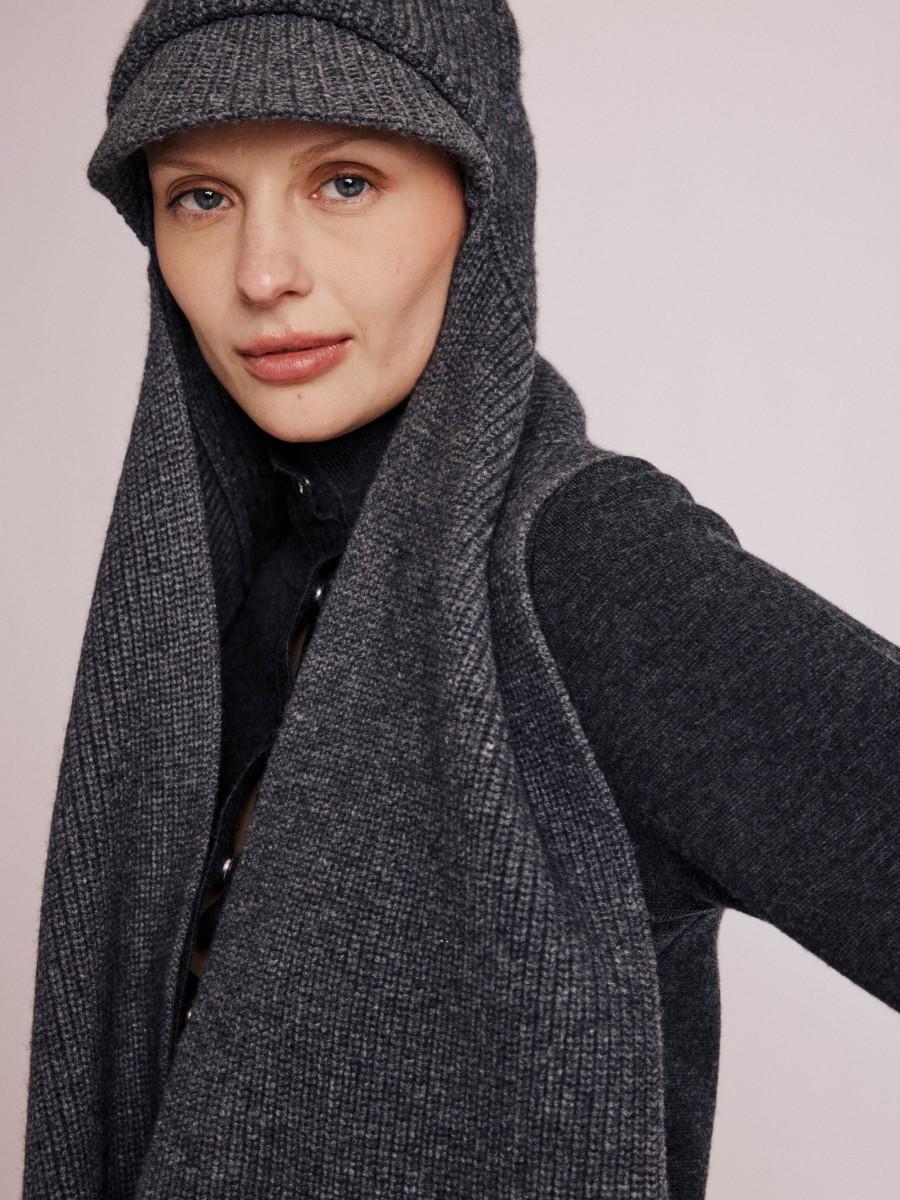 Berenice Echarpe ONIRA Écharpe Grise Avec Casquette Intégrée