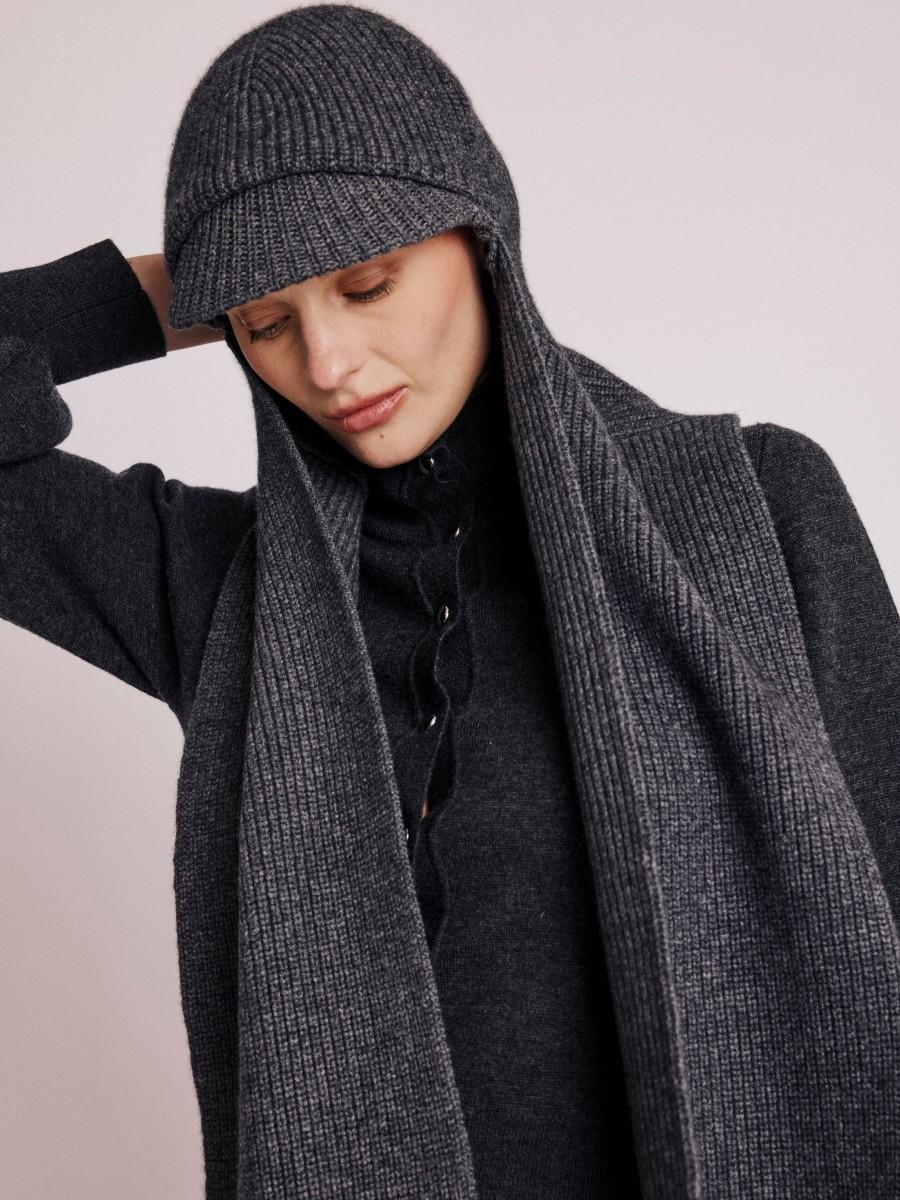 Berenice Echarpe ONIRA Écharpe Grise Avec Casquette Intégrée