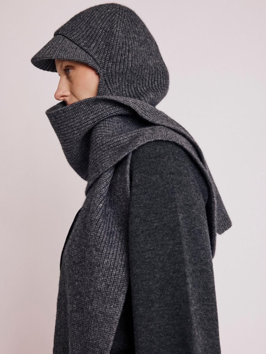 Berenice Echarpe ONIRA Écharpe Grise Avec Casquette Intégrée