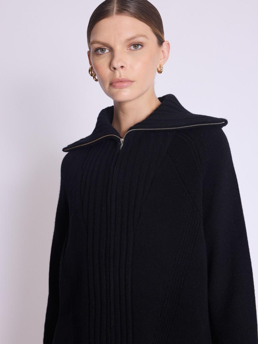 Berenice Gilet GABRY Gilet Zippé Noir à Col Camionneur