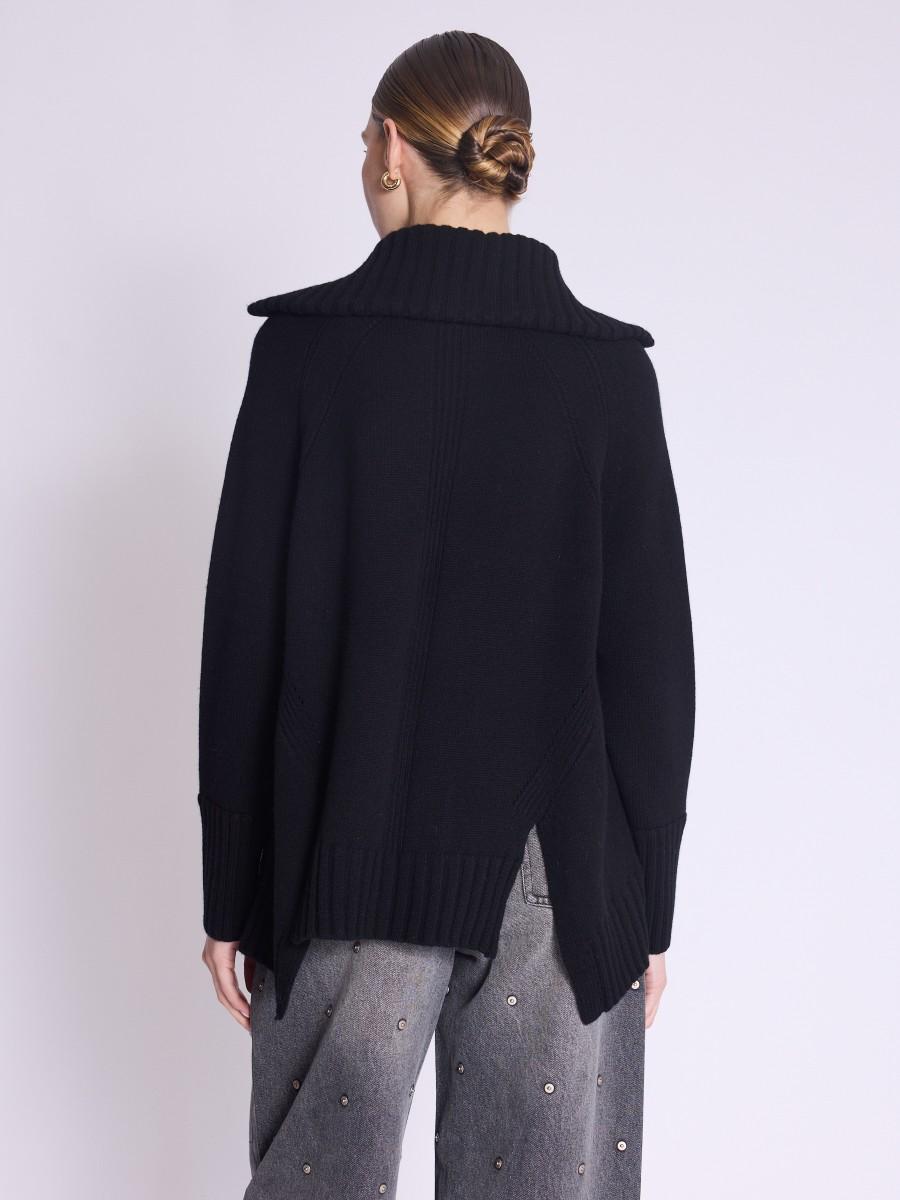 Berenice Gilet GABRY Gilet Zippé Noir à Col Camionneur