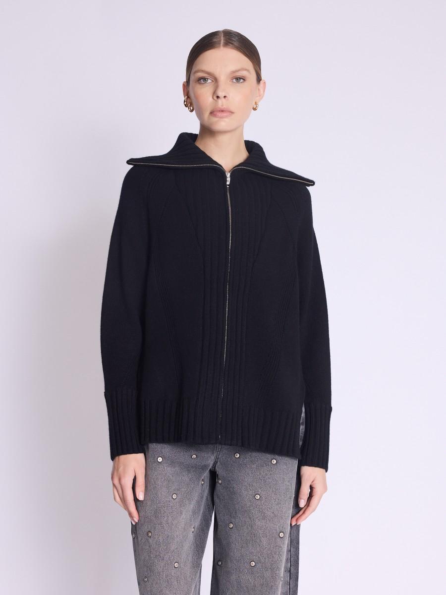 Berenice Gilet GABRY Gilet zippé noir à col camionneur Berenice Gilet GABRY Gilet zippé noir à col camionneur