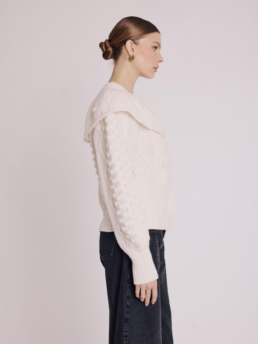 Berenice Gilet GINNY Gilet Manches Longues Avec Col Fantaisie De Couleur écru