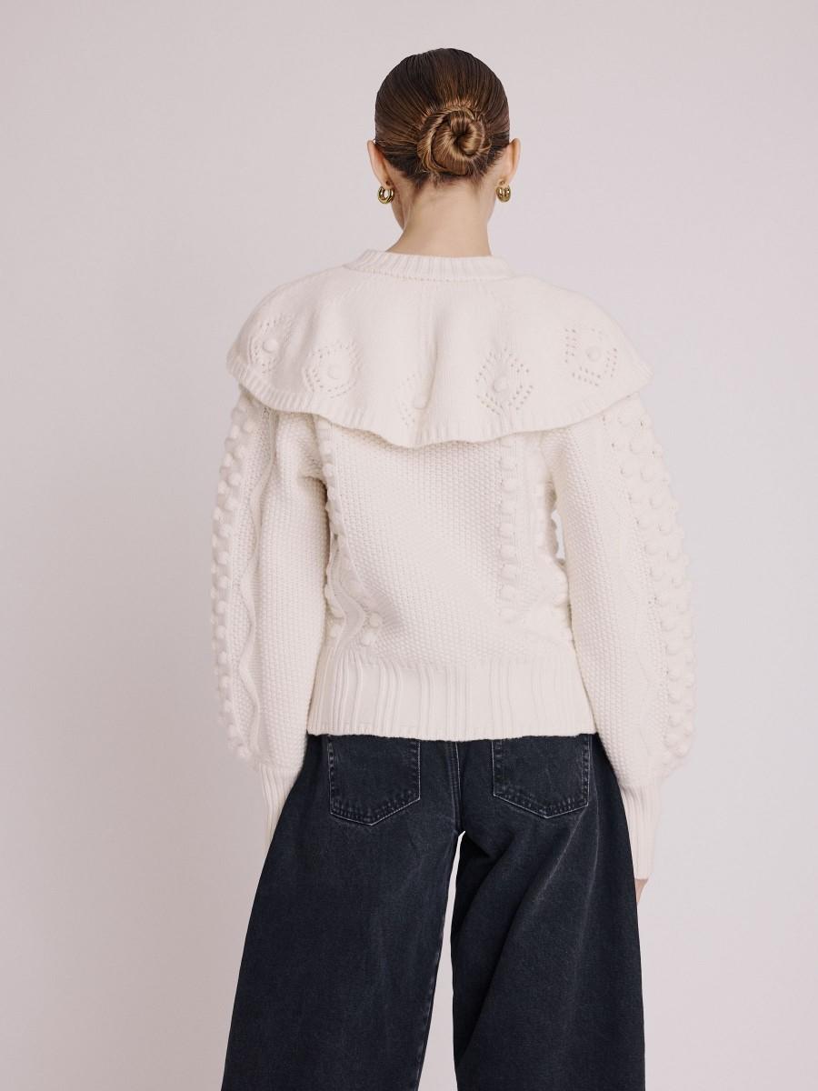 Berenice Gilet GINNY Gilet Manches Longues Avec Col Fantaisie De Couleur écru