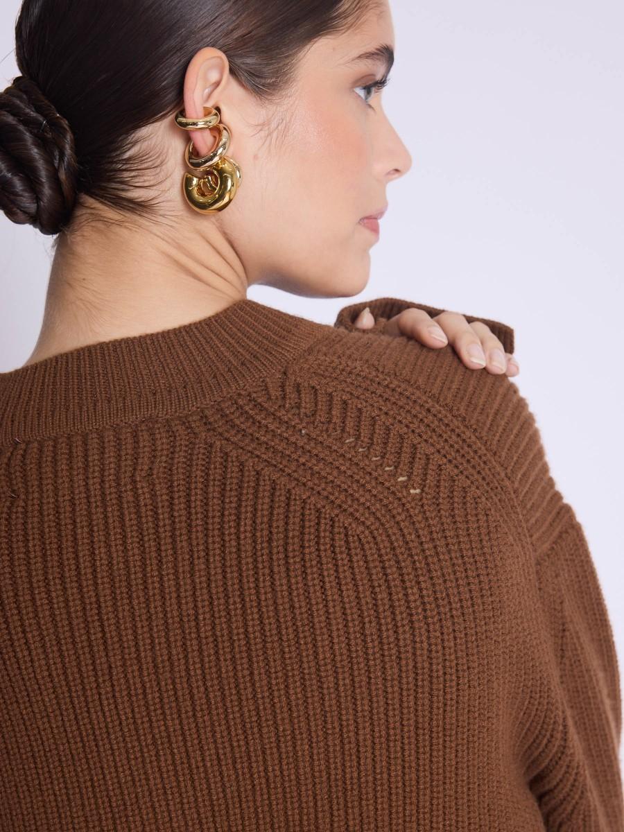 Berenice Gilet GUSTIN Gilet Court à Fermeture éclair Marron